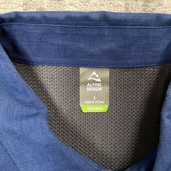 Alpine Design Tech Series Shirt Button Down Men Blue Vented Fish Size Large EUC! - Picture 5 of 8